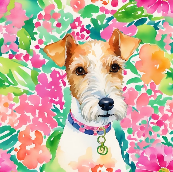 Grandmillennial art, custom dog portrait download