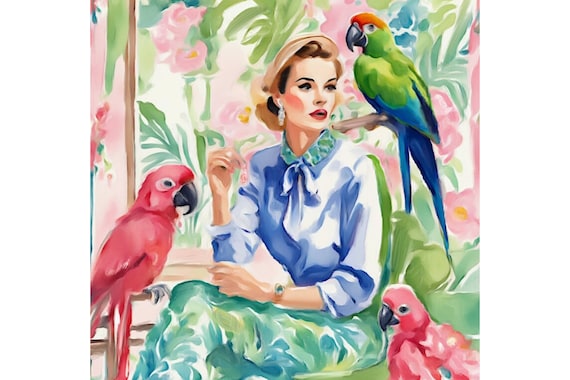 Grandmillennial art, Lost earring,  giclee print