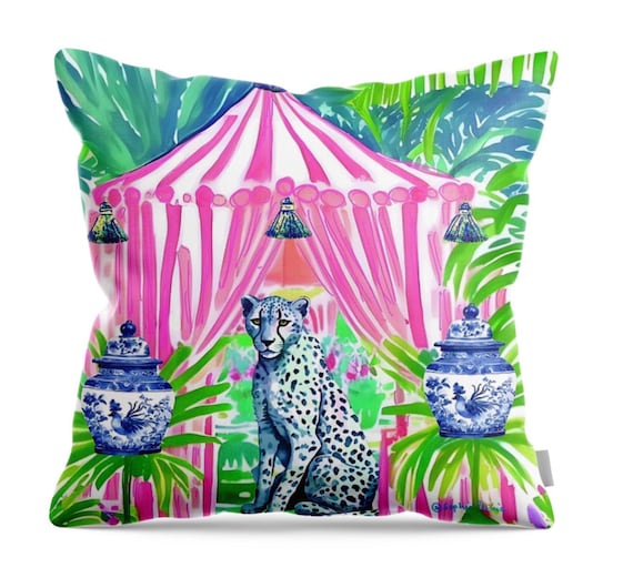 Cheetah and Cabana Stripes ,  Cotton, 20x20 inches