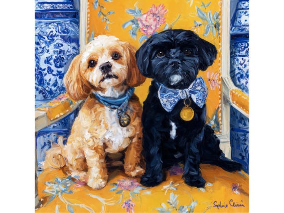 Custom Cavapoo Dog Portrait Art: Dog Lover Gift