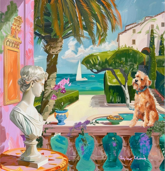 Grandmillennial art, On the way to the beach, Part 2, whimsical fine art