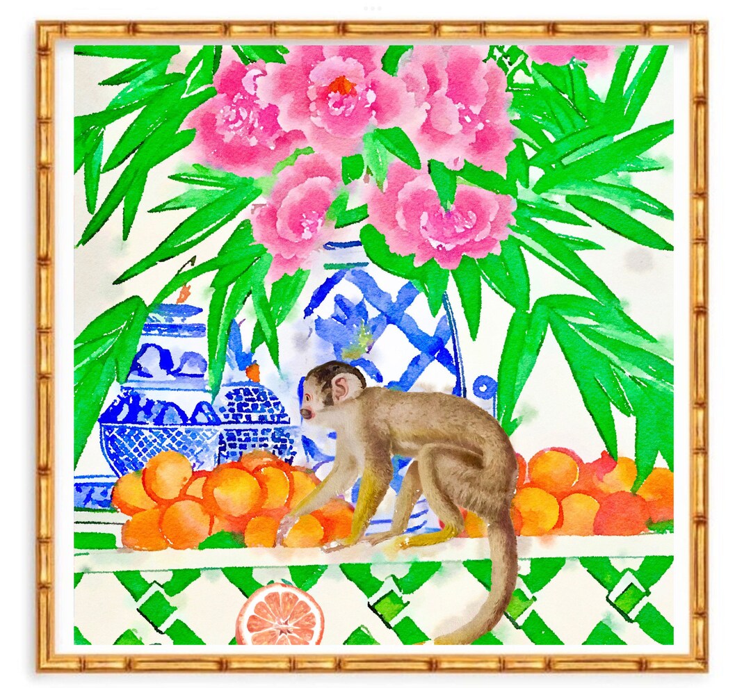 Grandmillennial Art, Unique Modern Chinoiserie Print, Chinoiserie Jar ...