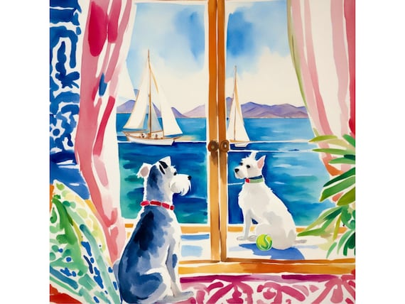 Grandmillennial art,Meeting in St Tropez, whimsical art