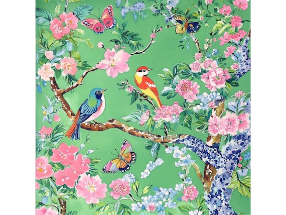 Chinoiserie art, Birds and flowers chinoisetie on apple green, part 2, Giclee art print