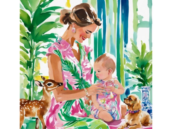 Grandmillennial art, Making new friends, whimsical fine art