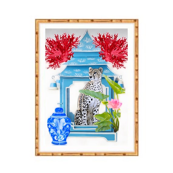 Cheetah chinoiserie and corals