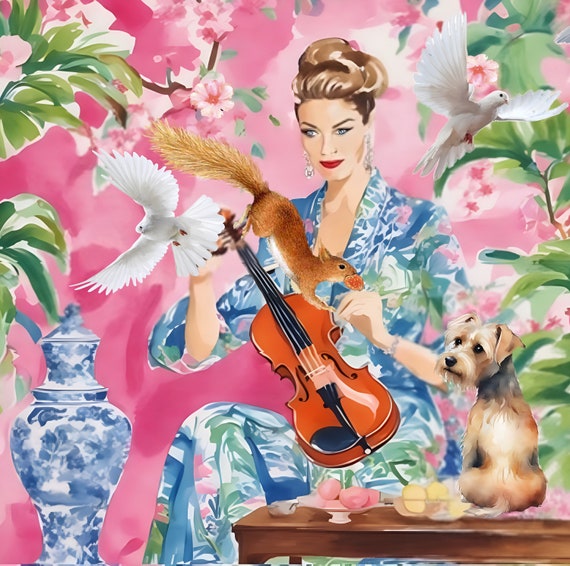 Grandmillennial art, Keeping things in tune, whimsical fine art print