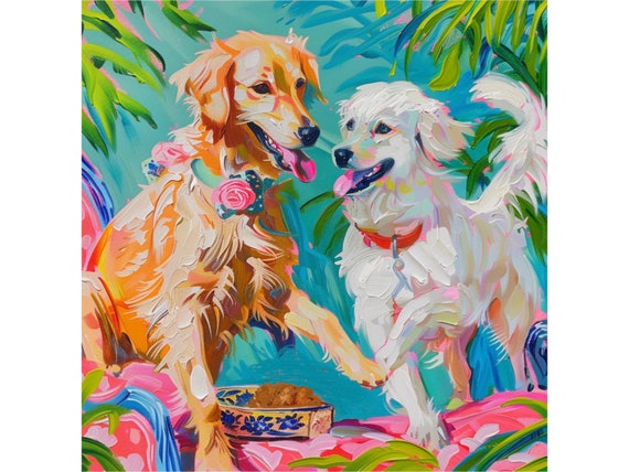 Grandmillennial art, Friendship, whimsical fine art