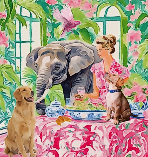 Grandmillennial art, Continental breakfast, whimsical fine art