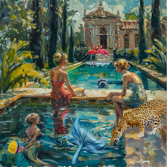 Once in Florida, grandmillennial art, whimsical fine art print