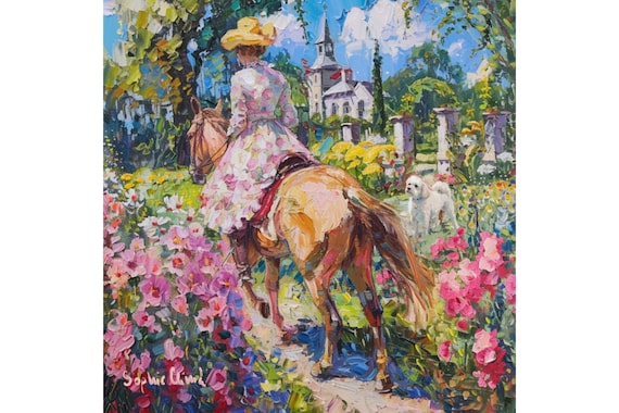 Grandmillennial art, The Morning ride, whimsical fine art