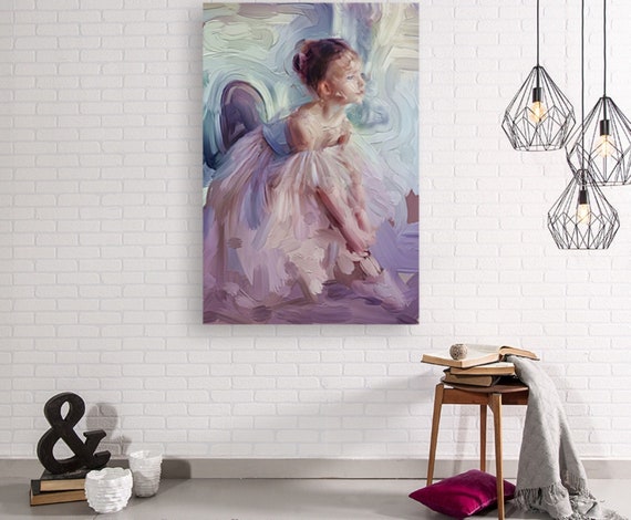 Original Oil Painting: Little Ballerina Portrait, Expressionist Style