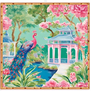 Chinoiserie panel, Mystical chinoiserie garden, part 1, preppy print