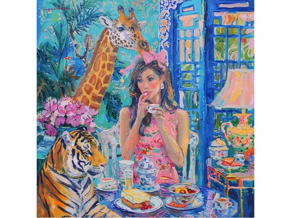 In the Breakfast Room, grandmillennial art, whimsical fine art print