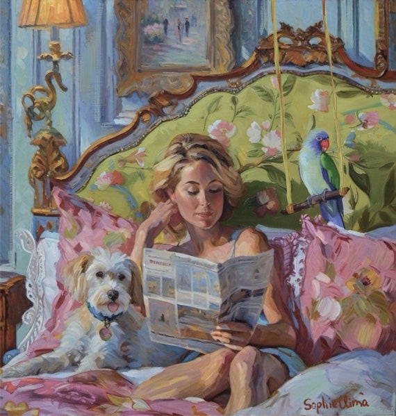 Grandmillennial art, Weekend, whimsical fine art