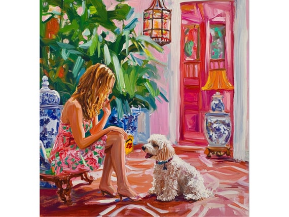 Grandmillennial art, A Treat Keeper, whimsical fine art