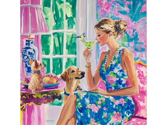 Grandmillennial art, Cheets, preppy whimsical art