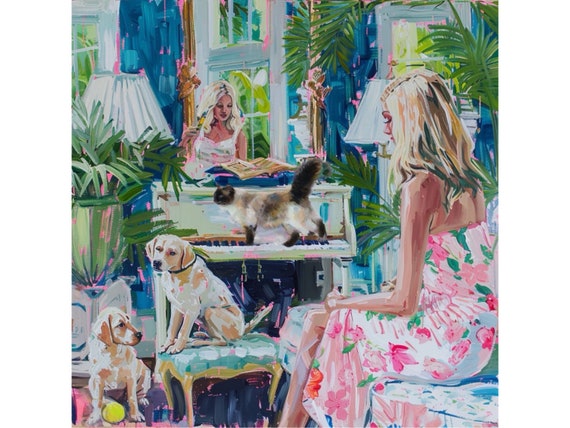 Grandmillennial art,The Pianist, whimsical fine art