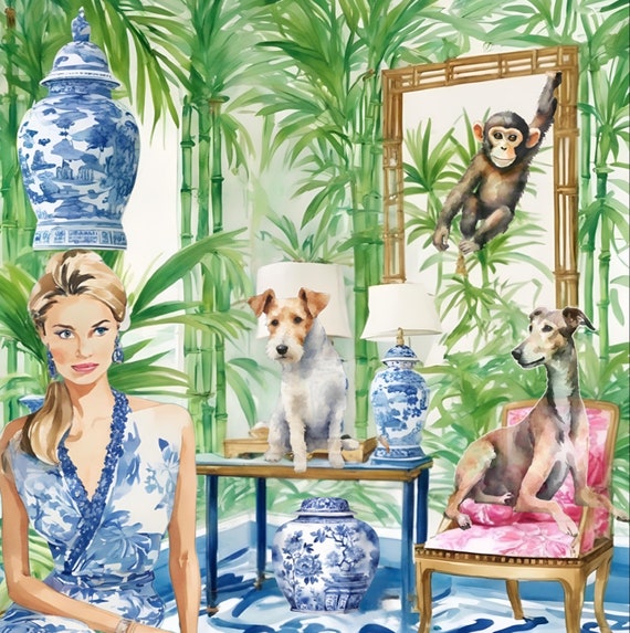 Grandmillennial art, Keeping the balance right, whimsical fine art print