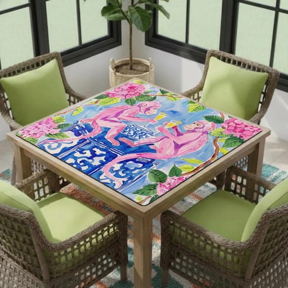 Chinoiserie Cocktail Monkey Mahjong Mat, US made, 2-3 days delivery