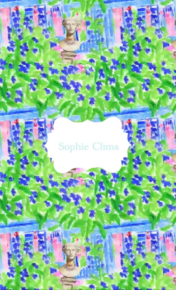 Preppy garden with bluebells, watercolor pattern, floral print