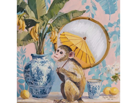 Monkey and Banana tree in pink room