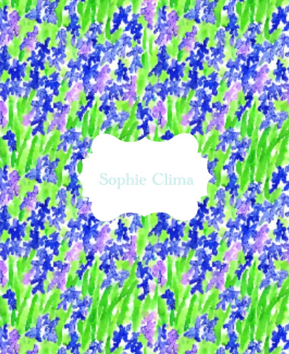 Preppy field of bluebells watercolor, watercolor pattern, floral print