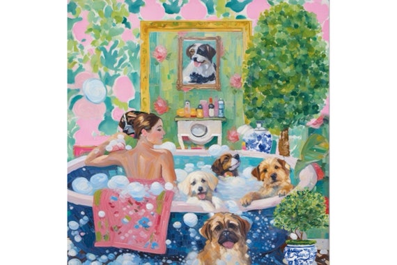 Grandmillennial art, Spa in Palm Beach, whimsical fine art print