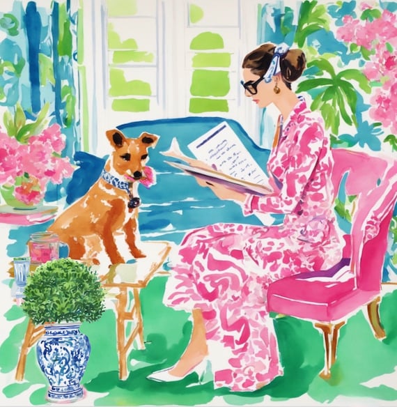 Grandmillennial art, Good listener, whimsical fine art