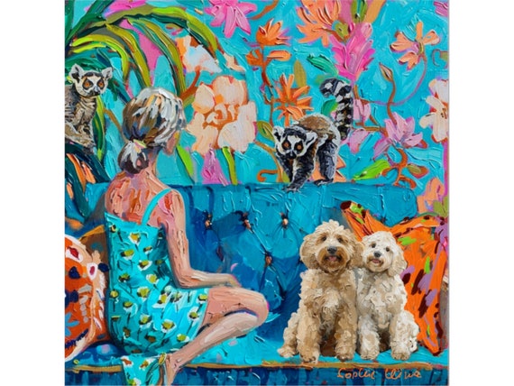 The Turquoise room, grandmillennial art, oil painting