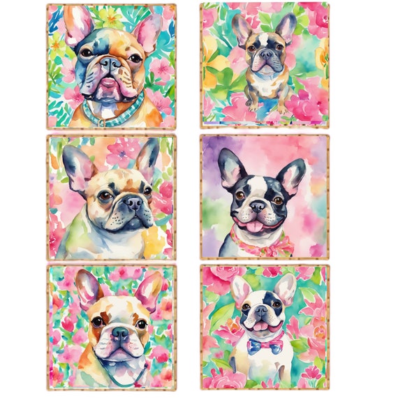 French Bulldog Art Prints: Grandmillennial Gallery Wall Set of 6