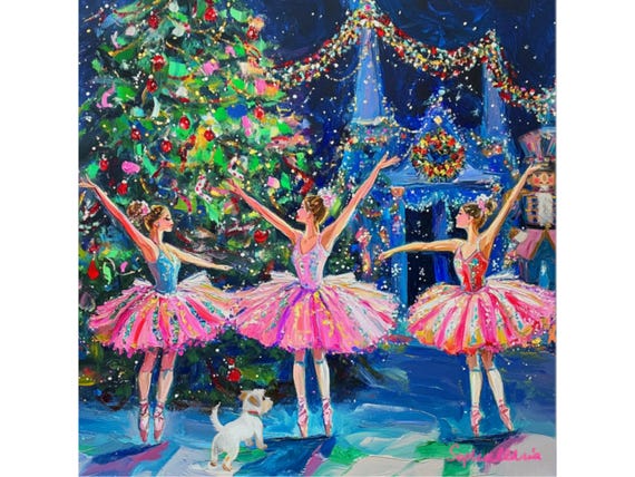 Nutcracker print, Sugar Plum Fairies, Christmas art