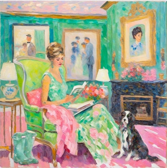 Grandmillennial art, Patience,  whimsical fine art