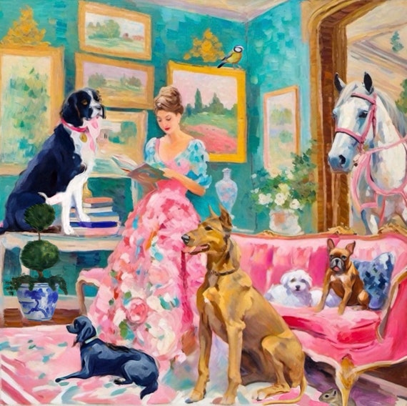 Grandmillennial art,A good story, whimsical fine art