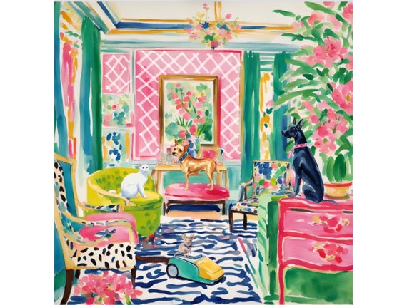 Grandmillennial art, Who Is Afraid of Mr Hoover, whimsical fine art