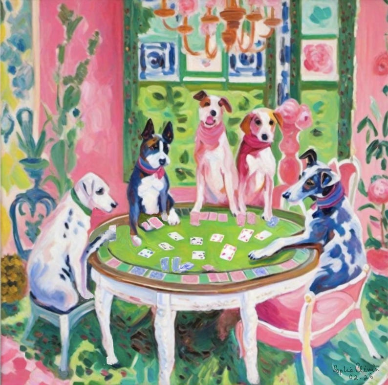 Dogs playing poker, whimsical fine art print image 11