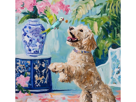 Grandmillennial art, Treat Catchers, whimsical fine art