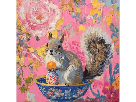 Grandmillennial art, A Good Find, whimsical fine art print