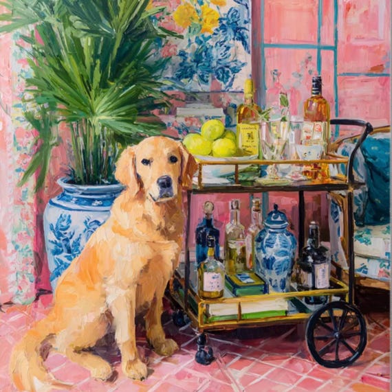 Custom print, Palm Beach dog giclee print, 36x36” or less.