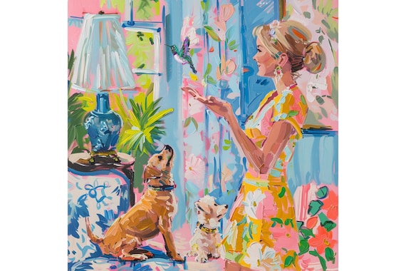 A sunny morning, grandmillennial art, oil painting