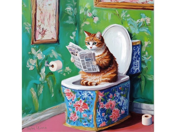 Grandmillennial art, Do Not Disturb, whimsical cat print
