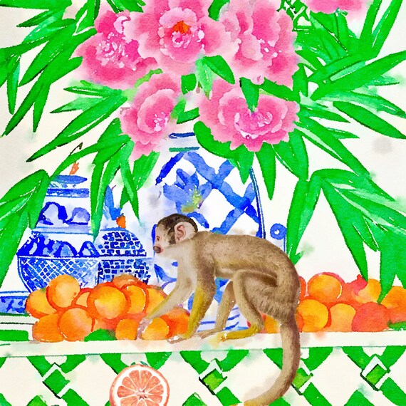 Grandmillennial art, 33.5x33.5” mahjong mat