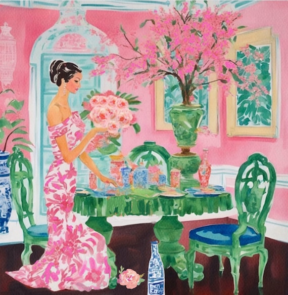 Grandmillennial art, Flower arrangement , printable file