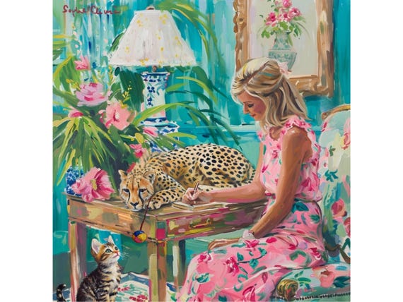 Grandmillennial art, Let’s Play, whimsical fine art