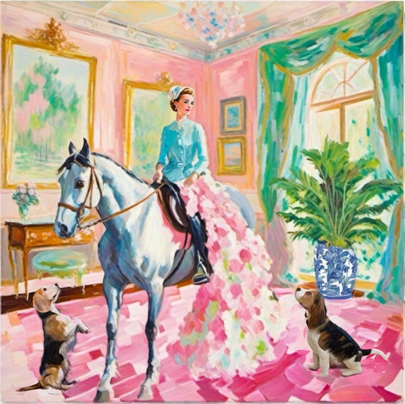 Grandmillennial art,Please take us for a ride, whimsical fine art