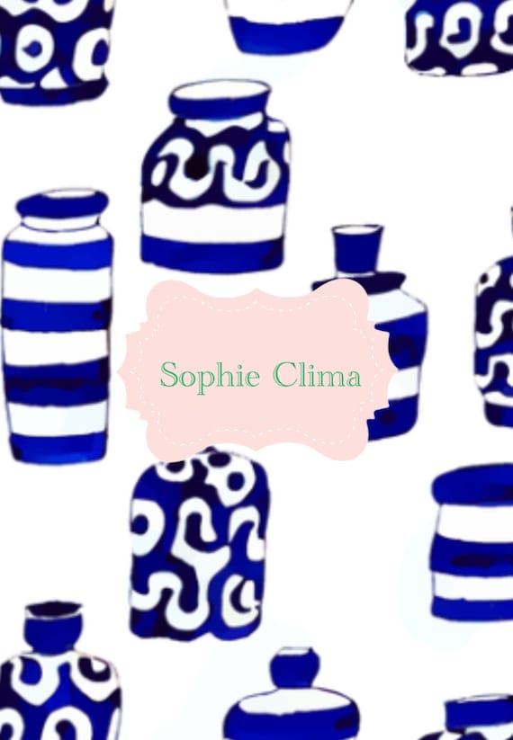 Full commercial license, print on demand sites included, blue and white jars seamless pattern