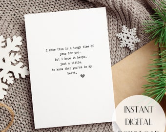 I Know This Is A Tough Time Of Year For You | DIGITAL | Anniversary Card | Sympathy | Thinking Of You |Strength In Hard Times | Condolence