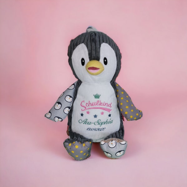 Pinguin, personalisiertes Kuscheltier, Stofftier Cubbies, Geschenk Schulanfang