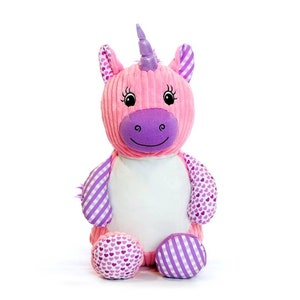 Einhorn pink/lila mit Knisterohren, Personalisiertes Kuscheltier, Stofftier, Cubbies, Geschenk Schulanfang Bild 2