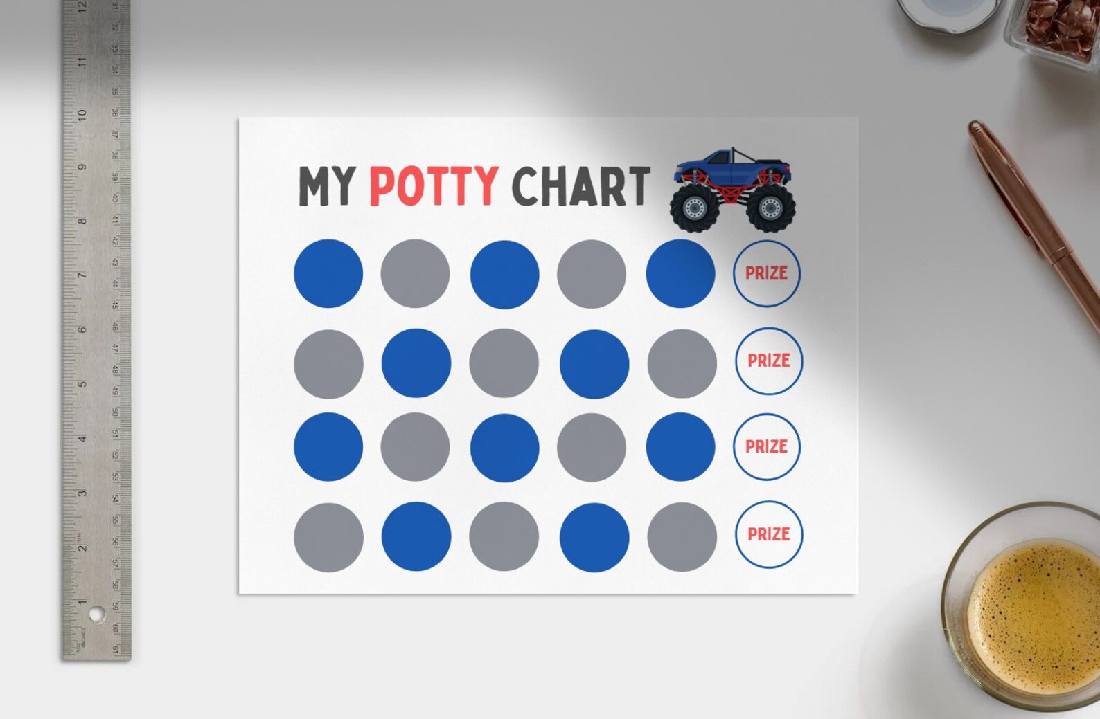 Monster Truck Potty Training Chart - Instant Download - Toddler Toilet ...